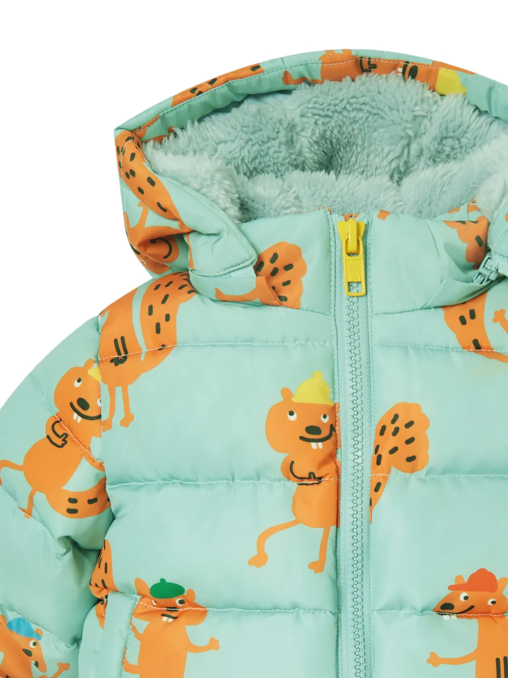 Stella McCartney Kids Gewatteerde jas met eekhoornprint Blauw