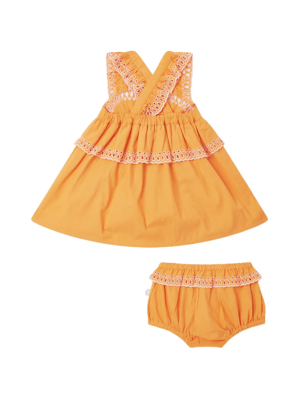 Stella McCartney Kids broderie-anglaise ruffled shorts set - Arancione