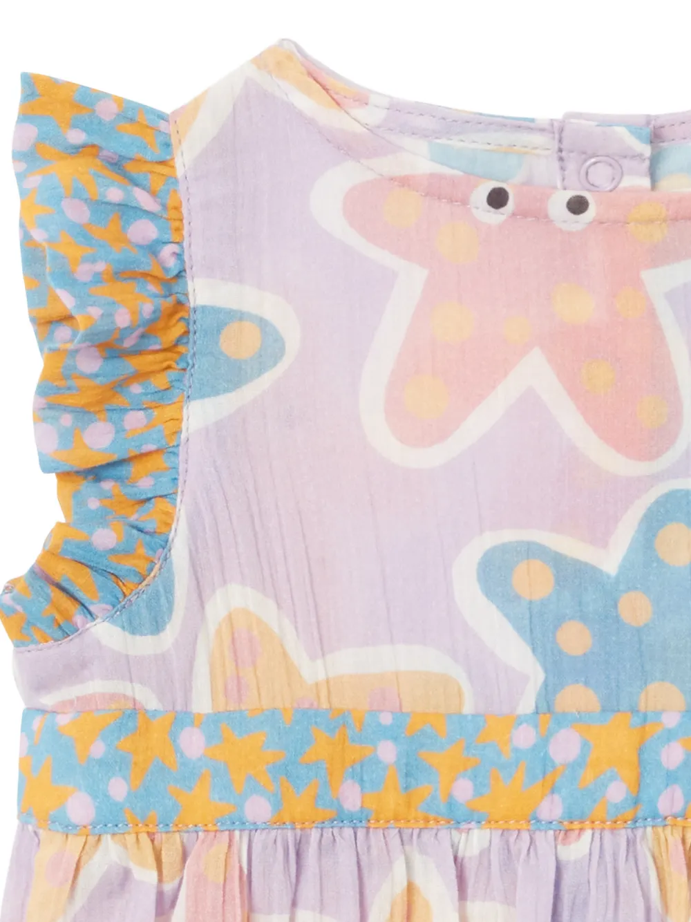 Stella McCartney Kids Romper met sterren-print en ruches Paars