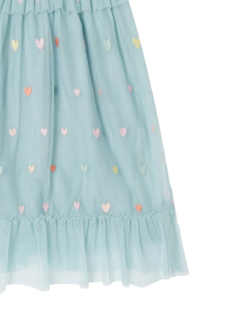 Stella McCartney Kids Jurk met ruches en geborduurd hart Blauw