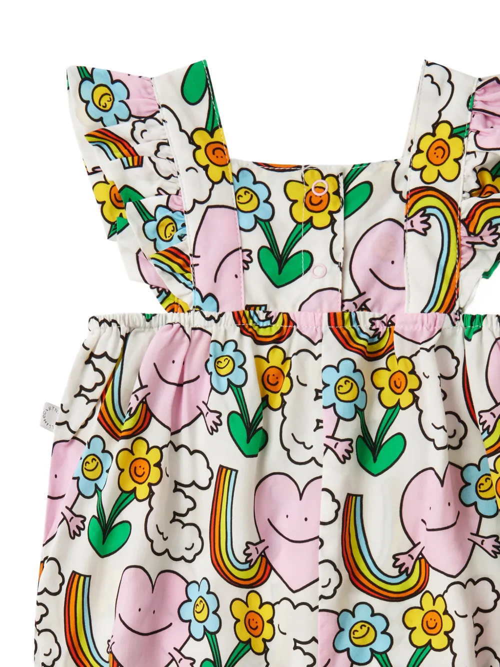 Stella McCartney Kids Earth Friends romper met ruches en grafische print Wit