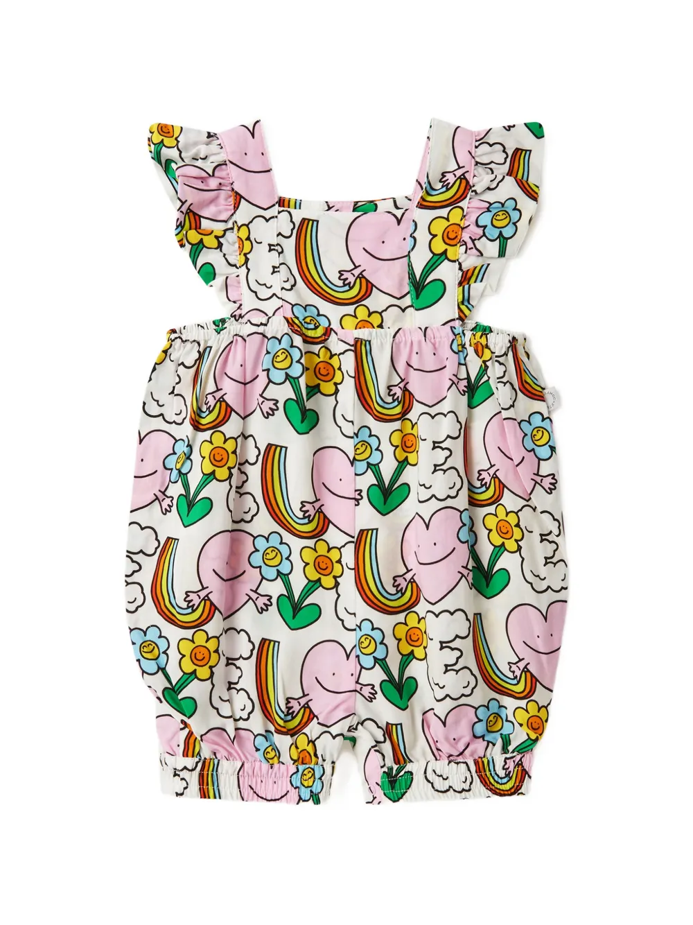 Stella McCartney Kids Earth Friends romper met ruches en grafische print Wit