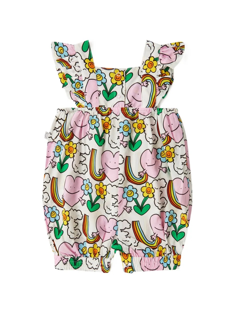 Stella McCartney Kids Earth Friends ruffled graphic-print romper - Bianco