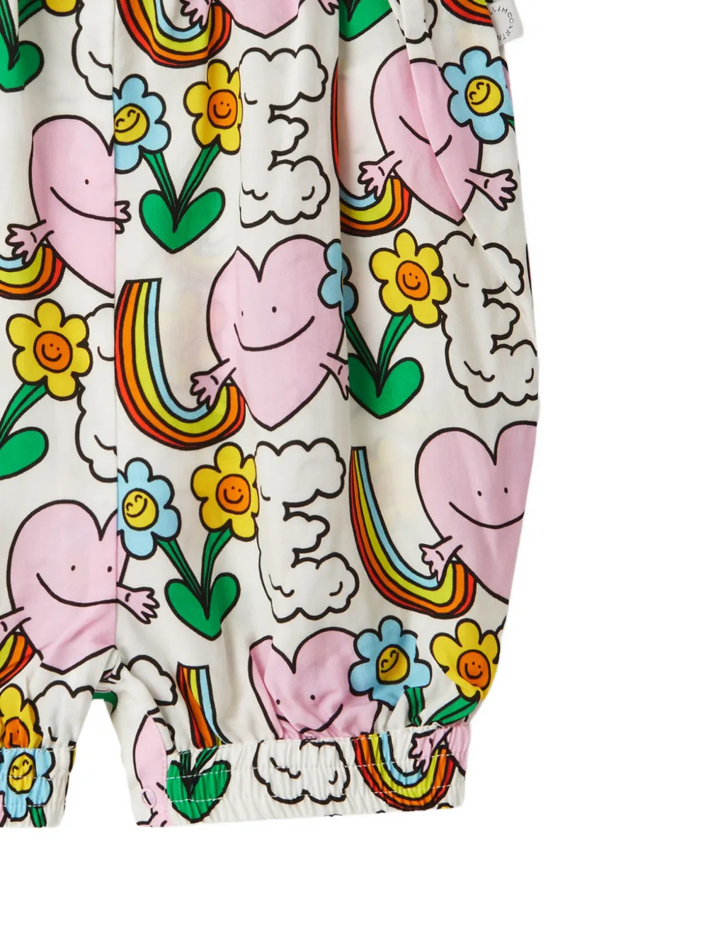 Stella McCartney Kids Earth Friends romper met ruches en grafische print Wit