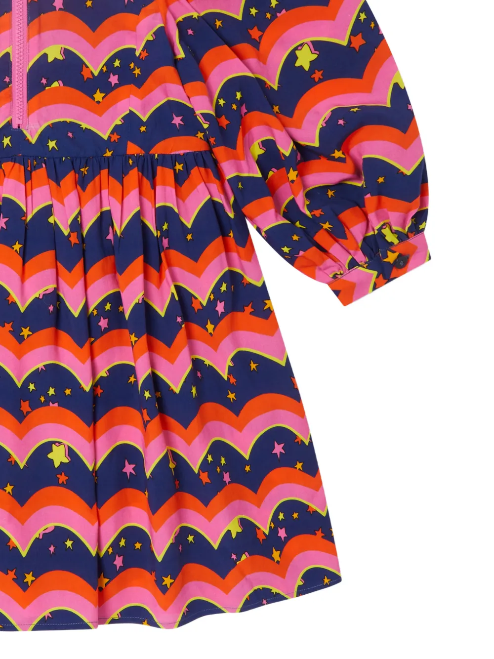 Stella McCartney Kids Jurk met lange mouwen en golvend patroon Blauw