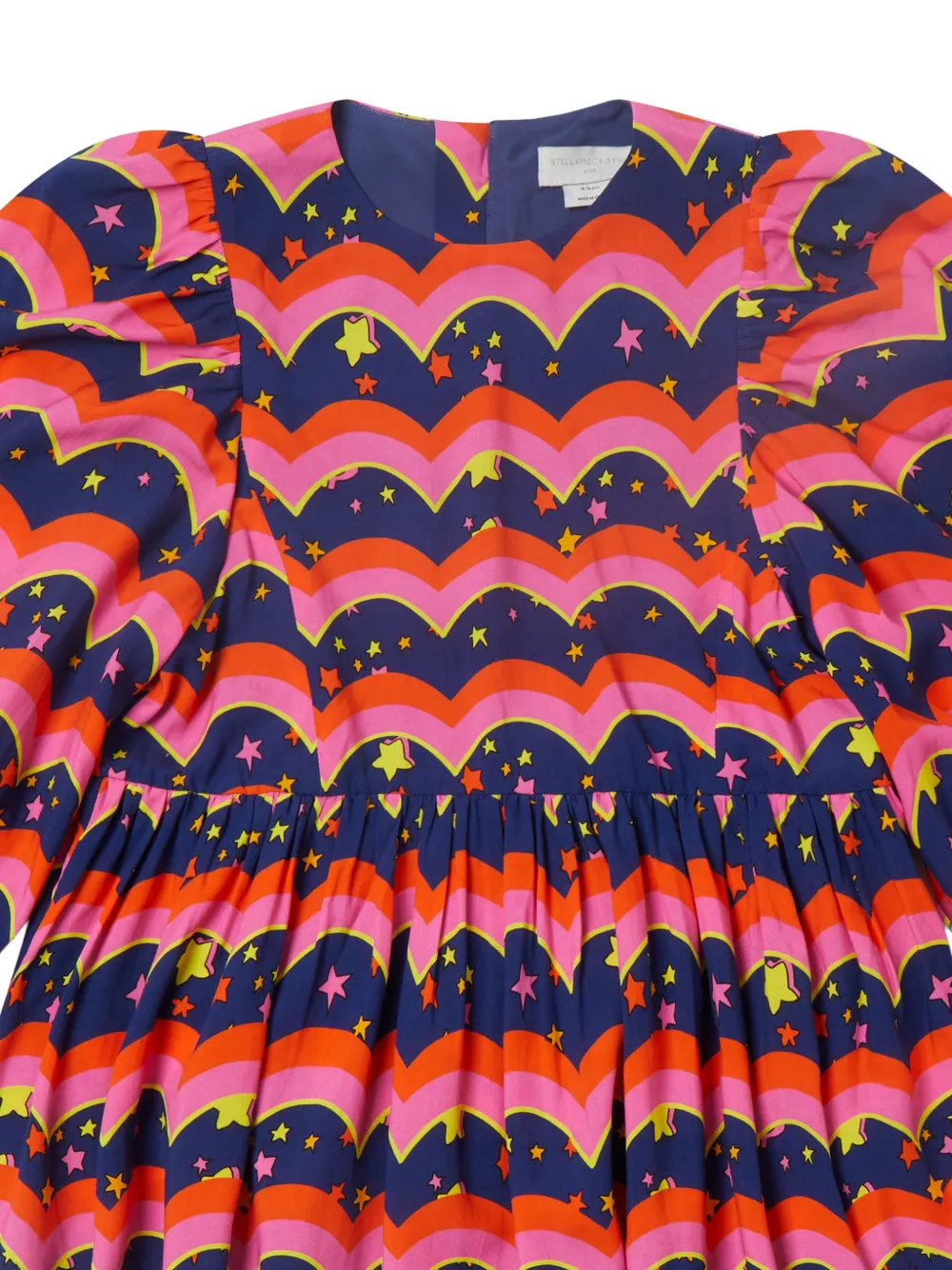 Stella McCartney Kids Jurk met lange mouwen en golvend patroon Blauw