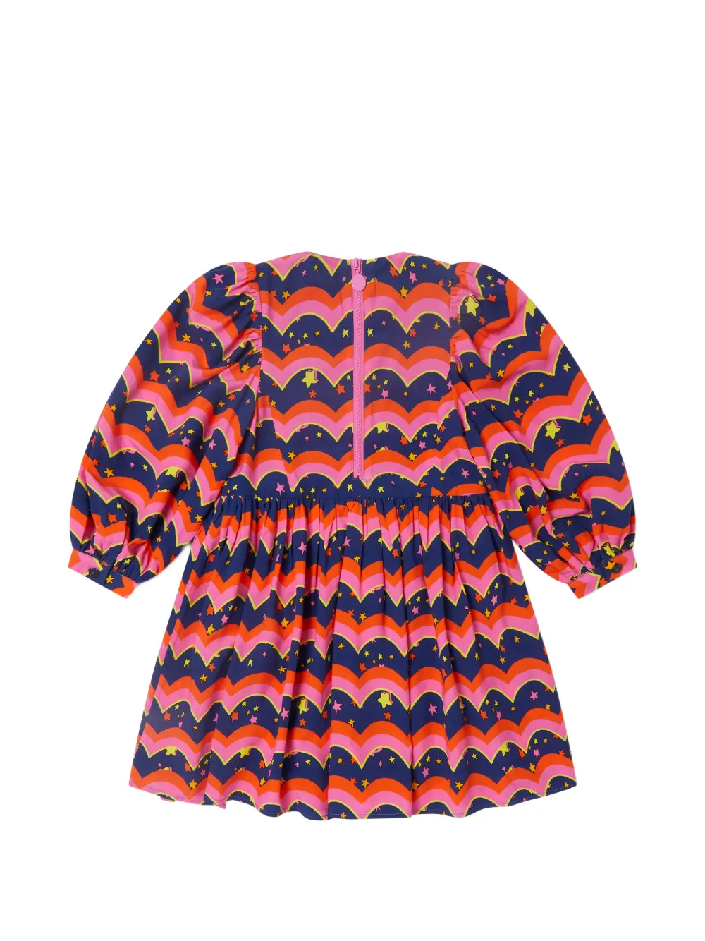 Stella McCartney Kids Jurk met lange mouwen en golvend patroon Blauw