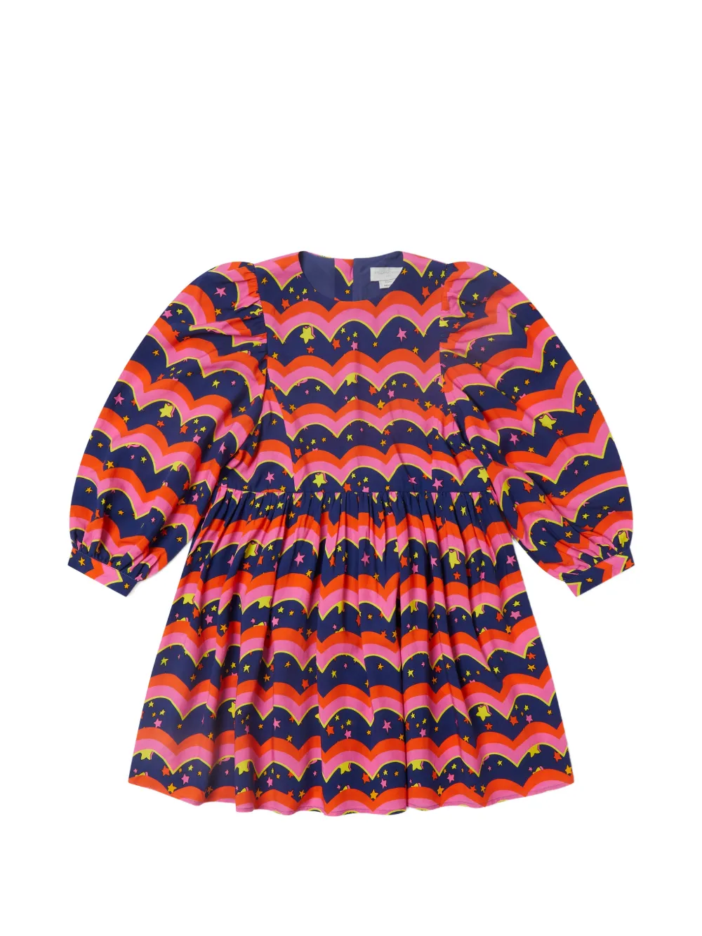 Stella McCartney Kids wavy-pattern long-sleeve dress - Blu