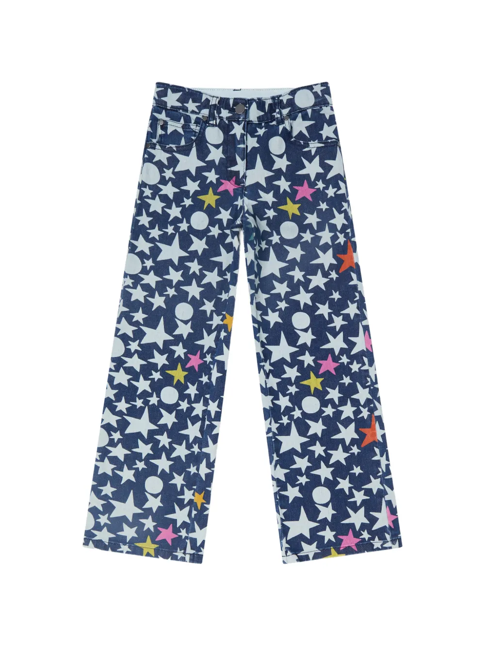 Stella McCartney Kids star-print wide-leg jeans - Blu