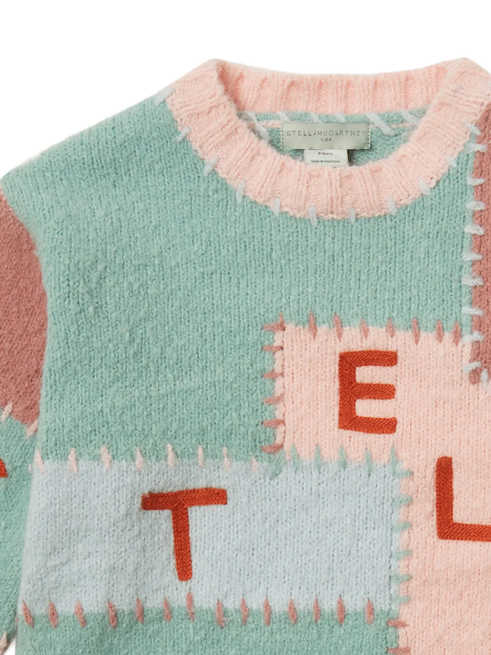 Stella McCartney Kids Sweater met intarsia-logo en patchwork Groen