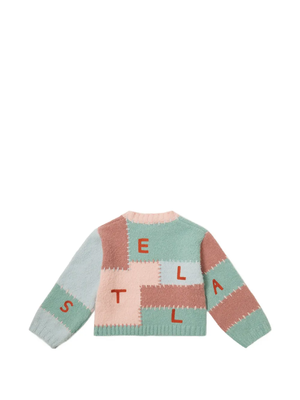 Stella McCartney Kids Sweater met intarsia-logo en patchwork Groen
