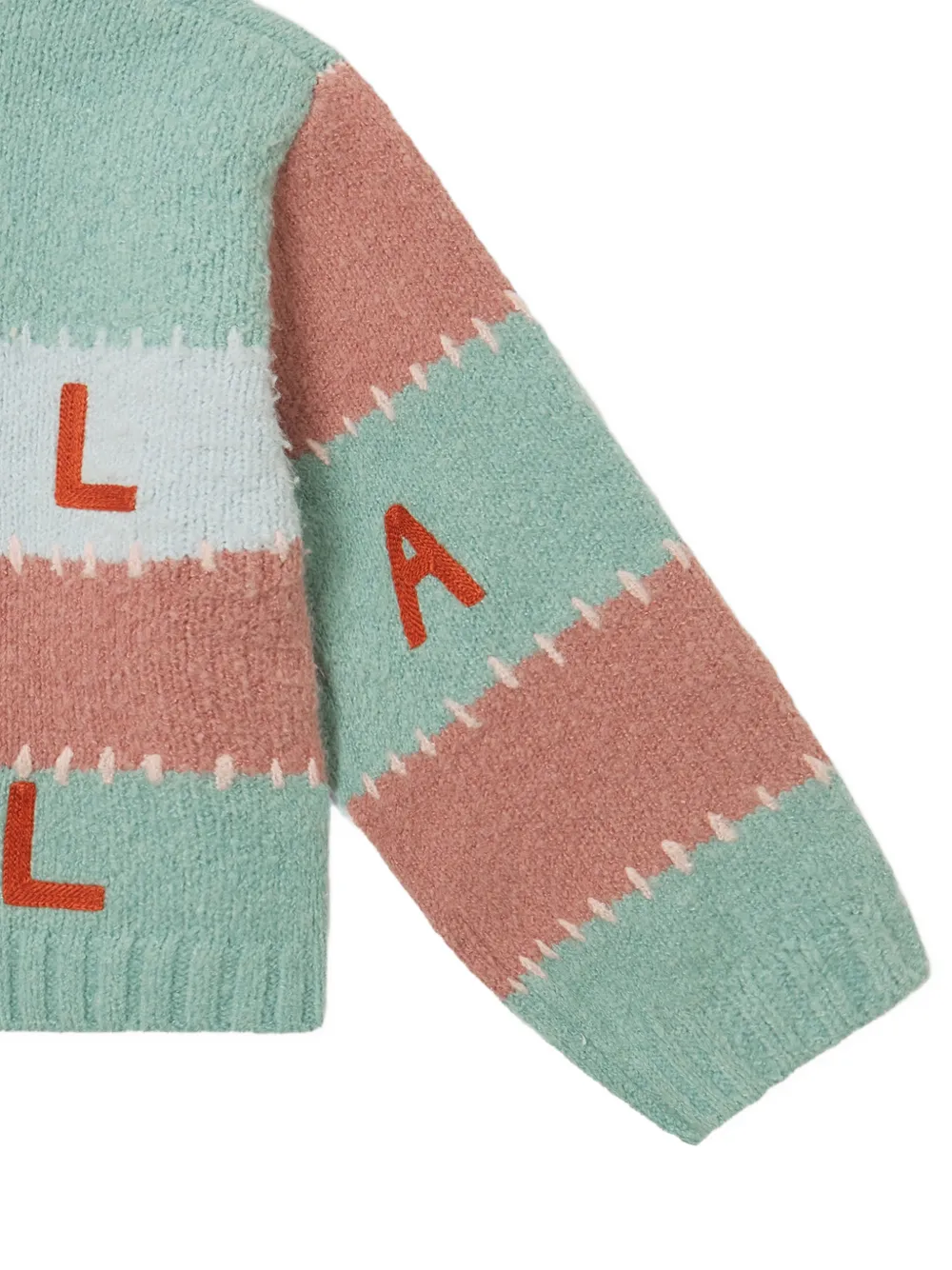 Stella McCartney Kids Sweater met intarsia-logo en patchwork Groen