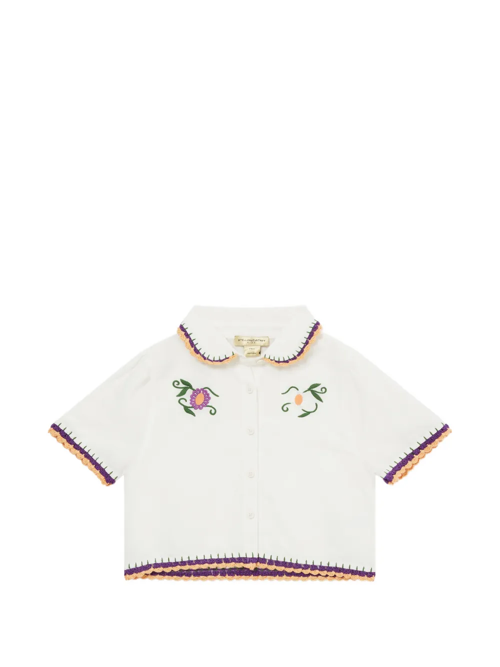 Stella McCartney Kids embroidered crochet-trim shirt - Bianco