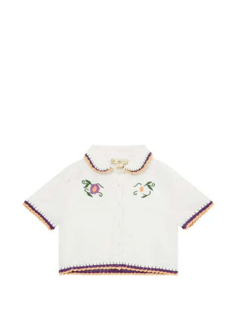 Stella McCartney Kids embroidered crochet-trim shirt