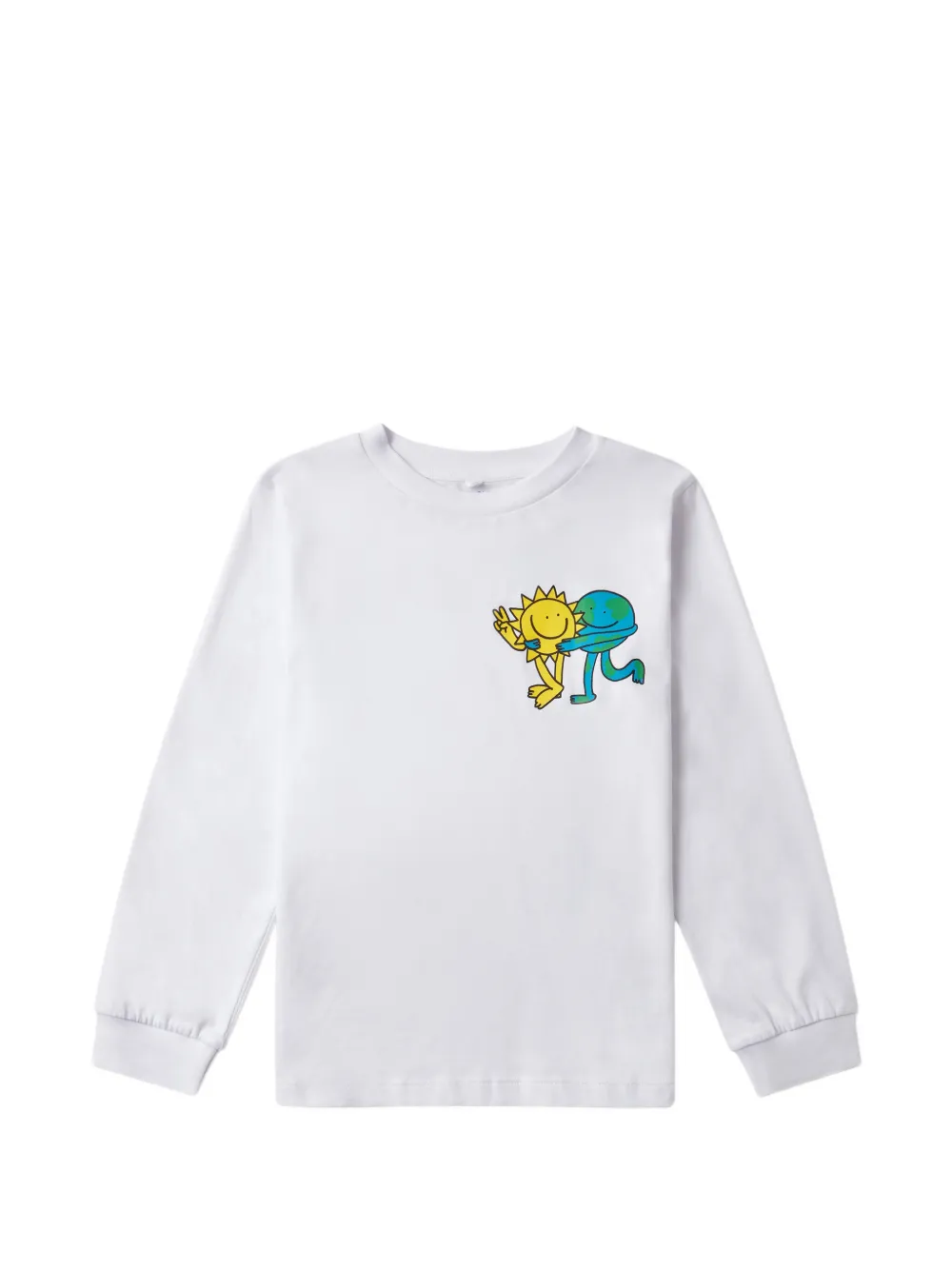 Stella McCartney Kids Earth Friends graphic-print long-sleeve T-shirt - Bianco