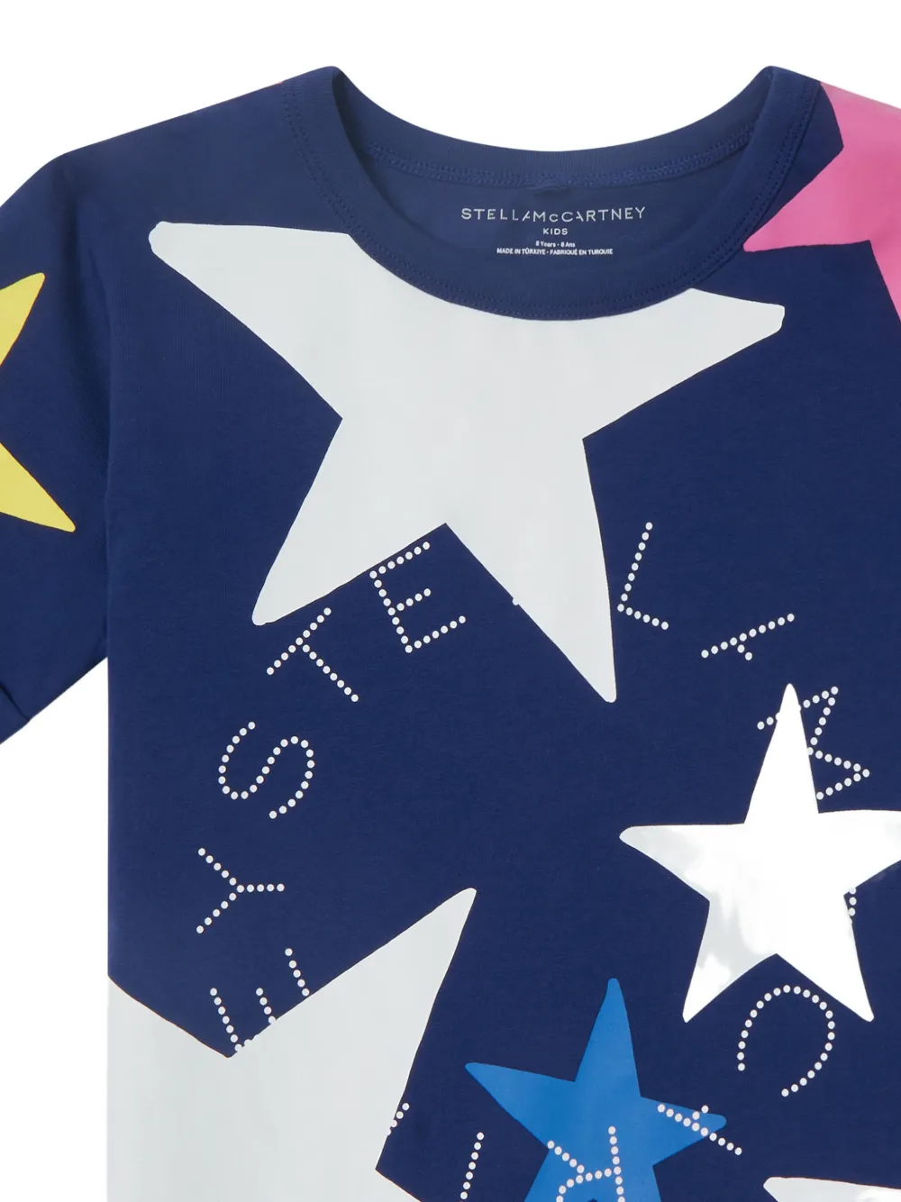 Stella McCartney Kids T-shirt met sterrenprint en logo Blauw