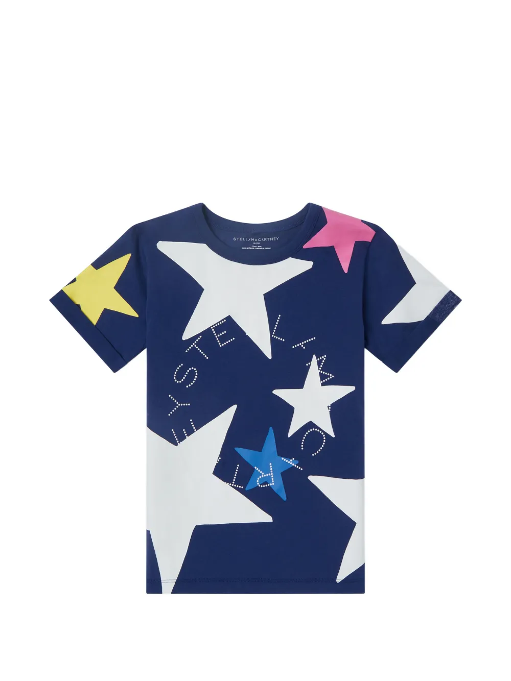 Stella McCartney Kids star-print logo-detail T-shirt - Blu