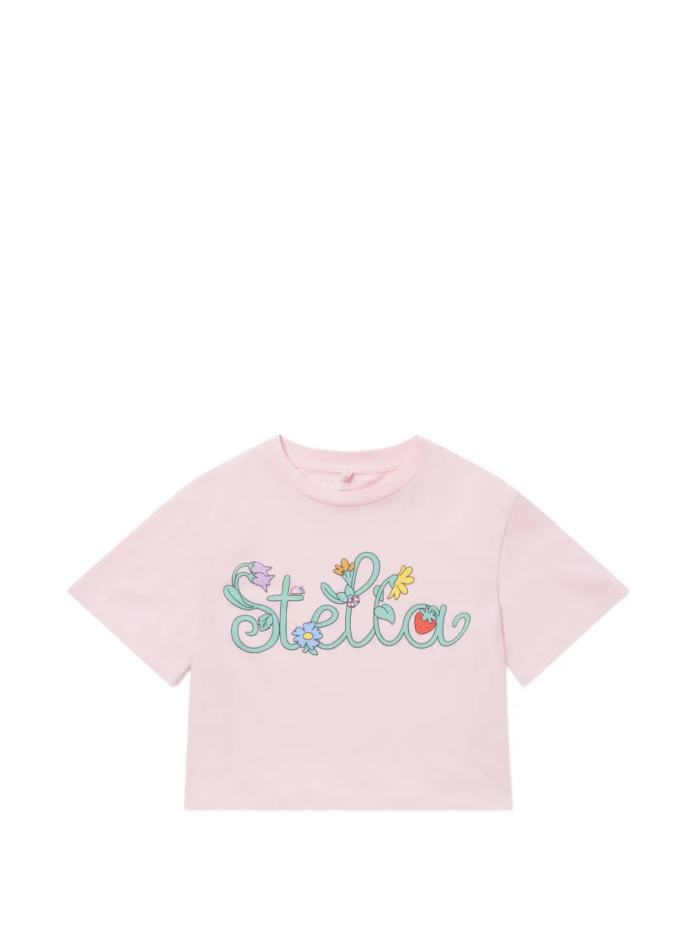 Stella McCartney Kids floral-print cropped T-shirt - Rosa