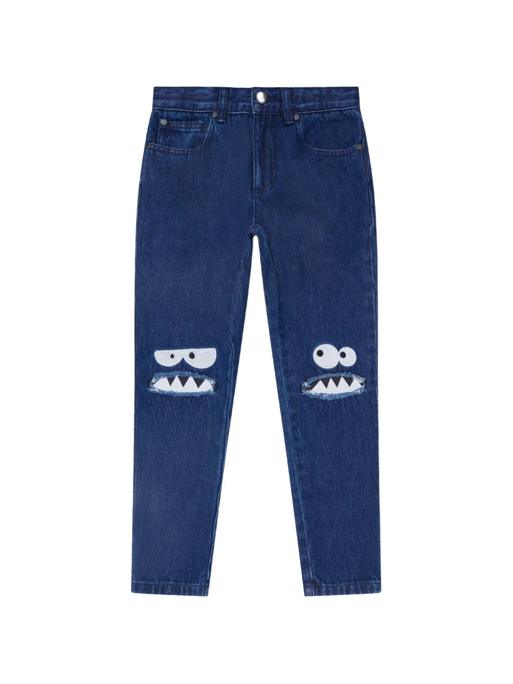 Stella McCartney Kids monster-patch distressed jeans - Blu