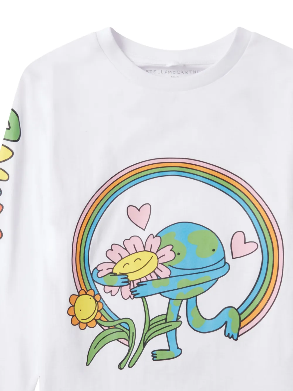 Stella McCartney Kids Earth Friends T-shirt met lange mouwen en grafische print Wit