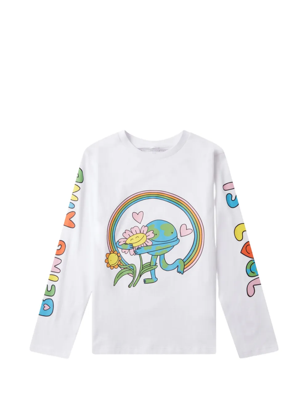 Stella McCartney Kids Earth Friends graphic-print long-sleeve T-shirt - Bianco