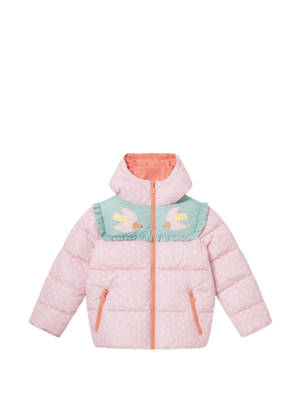Stella McCartney Kids floral-print ruffled coat - Rosa
