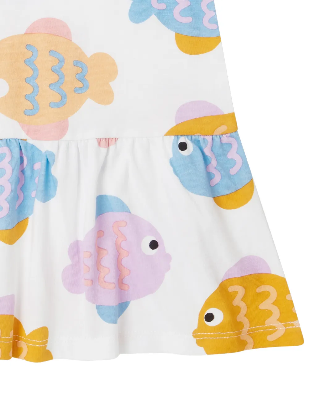 Stella McCartney Kids Jurk met vis-print en ruches Wit