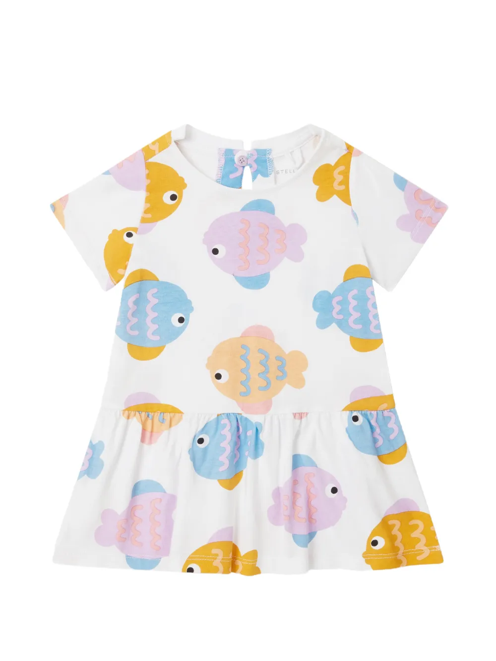 Stella McCartney Kids Jurk met vis-print en ruches Wit