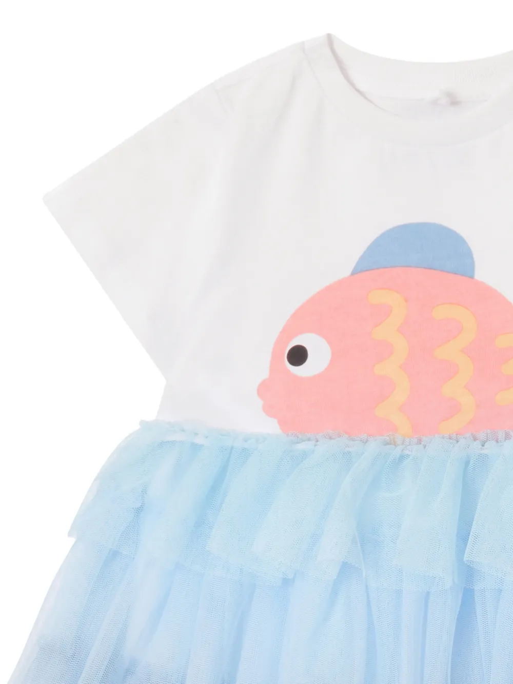 Stella McCartney Kids Gelaagde jurk met vis-print Wit