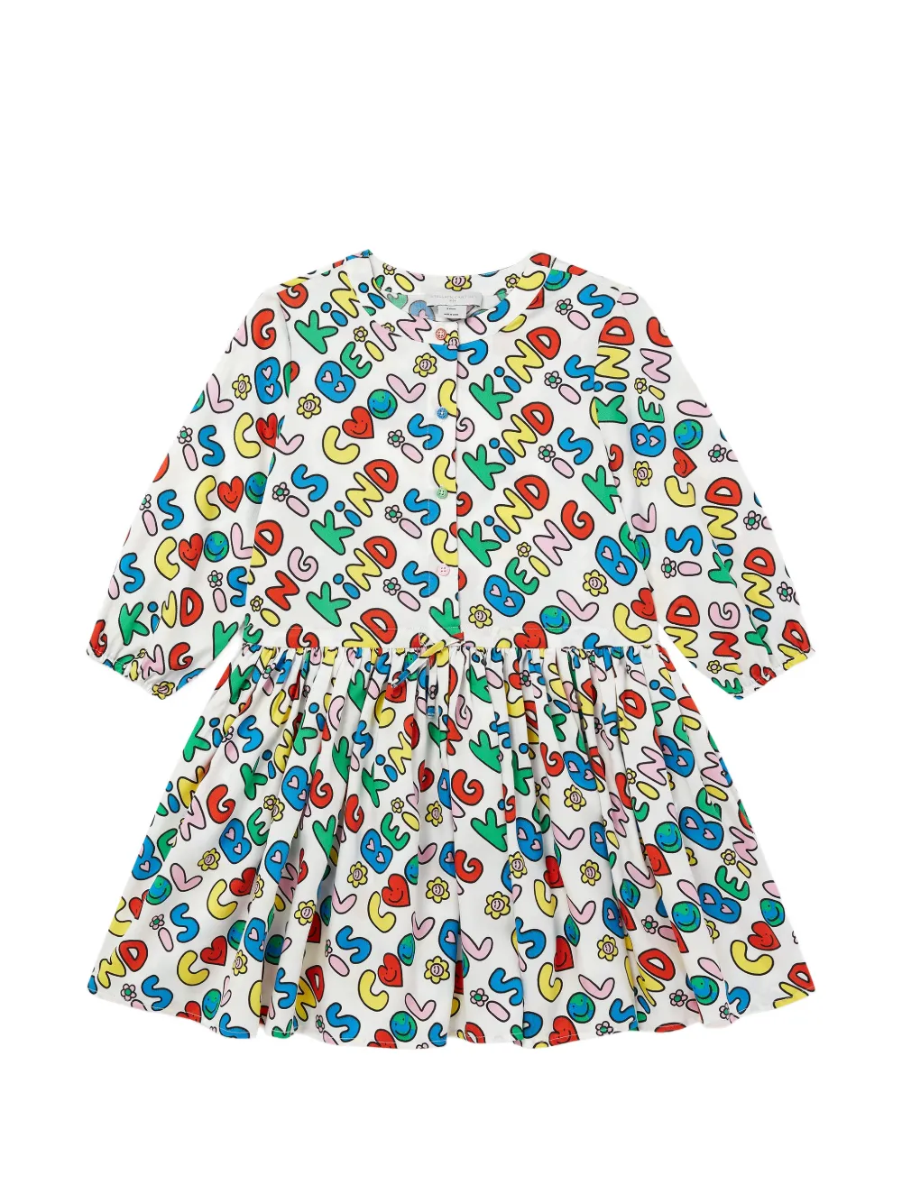 Stella McCartney Kids slogan-print long-sleeve dress - Bianco