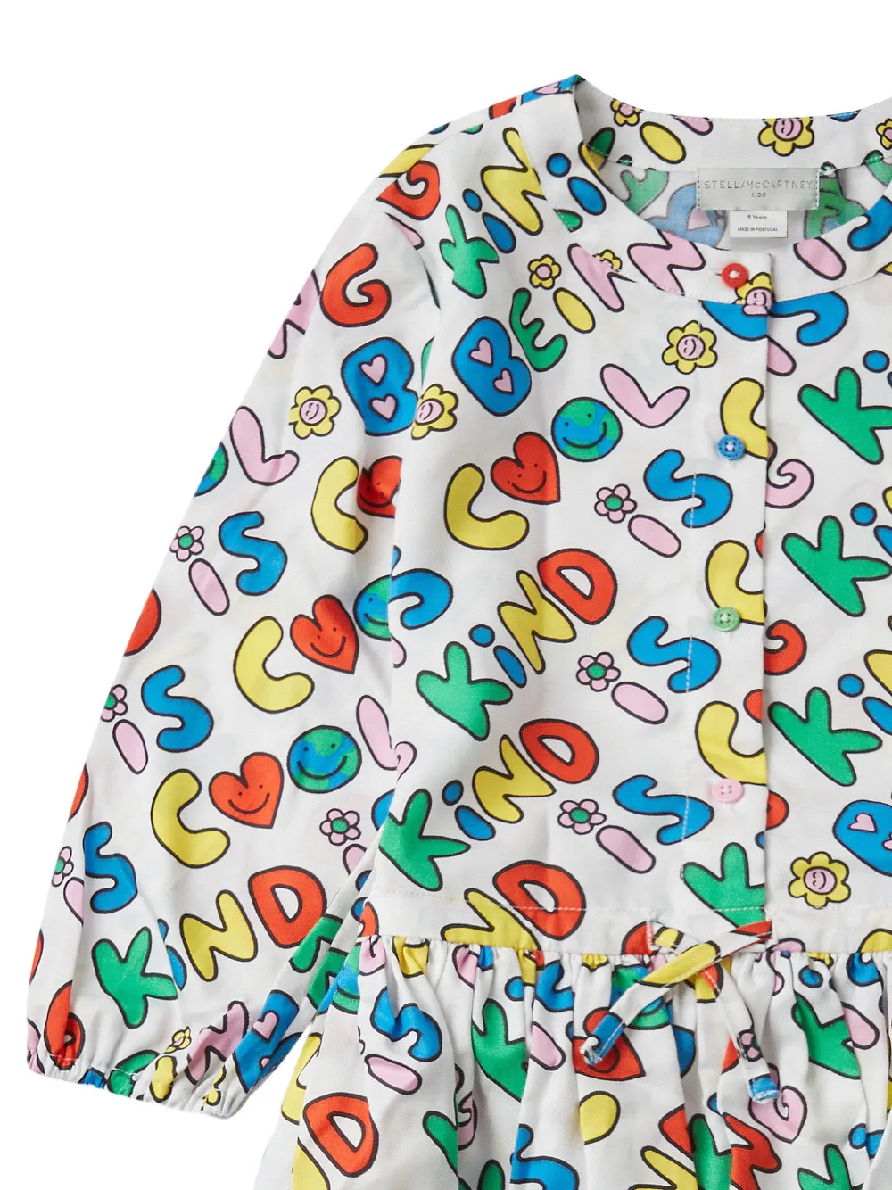 Stella McCartney Kids slogan-print long-sleeve dress Wit