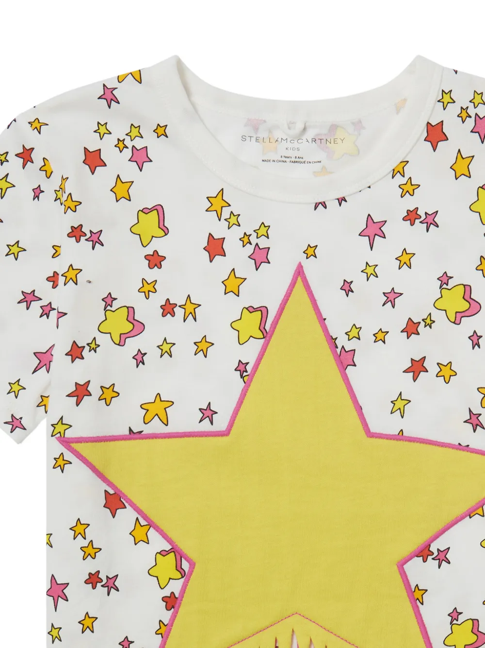 Stella McCartney Kids star-print fringed T-shirt Wit