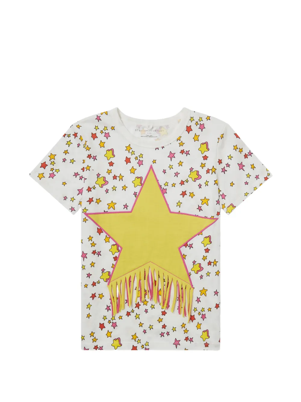 Stella McCartney Kids star-print fringed T-shirt - Bianco