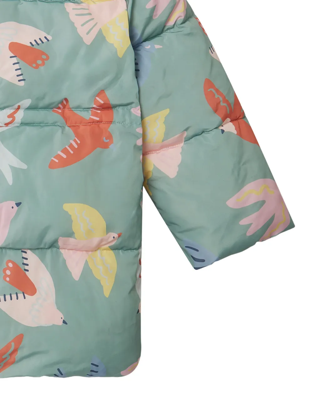 Stella McCartney Kids Dove jas met kraag van imitatiebont en vogelprint Groen