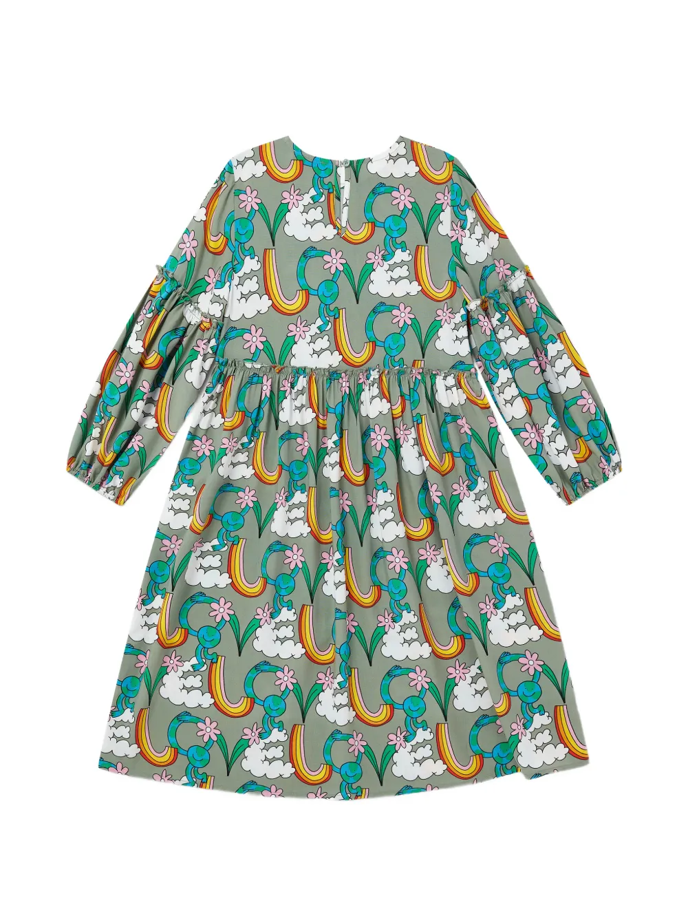 Stella McCartney Kids Earth Friends graphic-print long-sleeve dress Groen