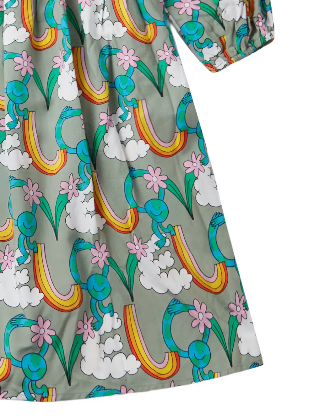 Stella McCartney Kids Earth Friends graphic-print long-sleeve dress Groen