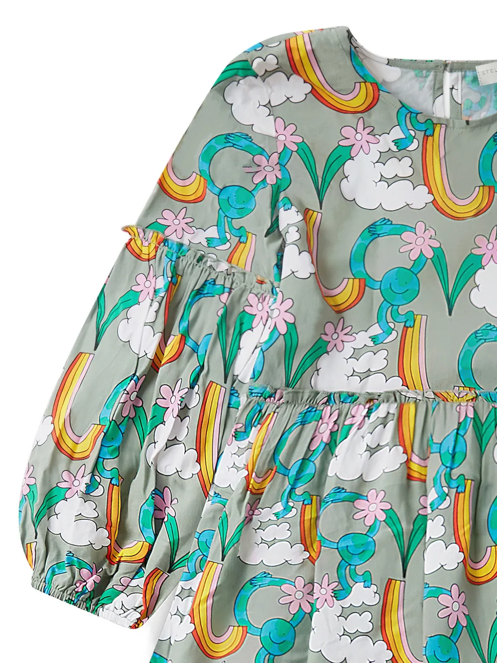 Stella McCartney Kids Earth Friends graphic-print long-sleeve dress Groen