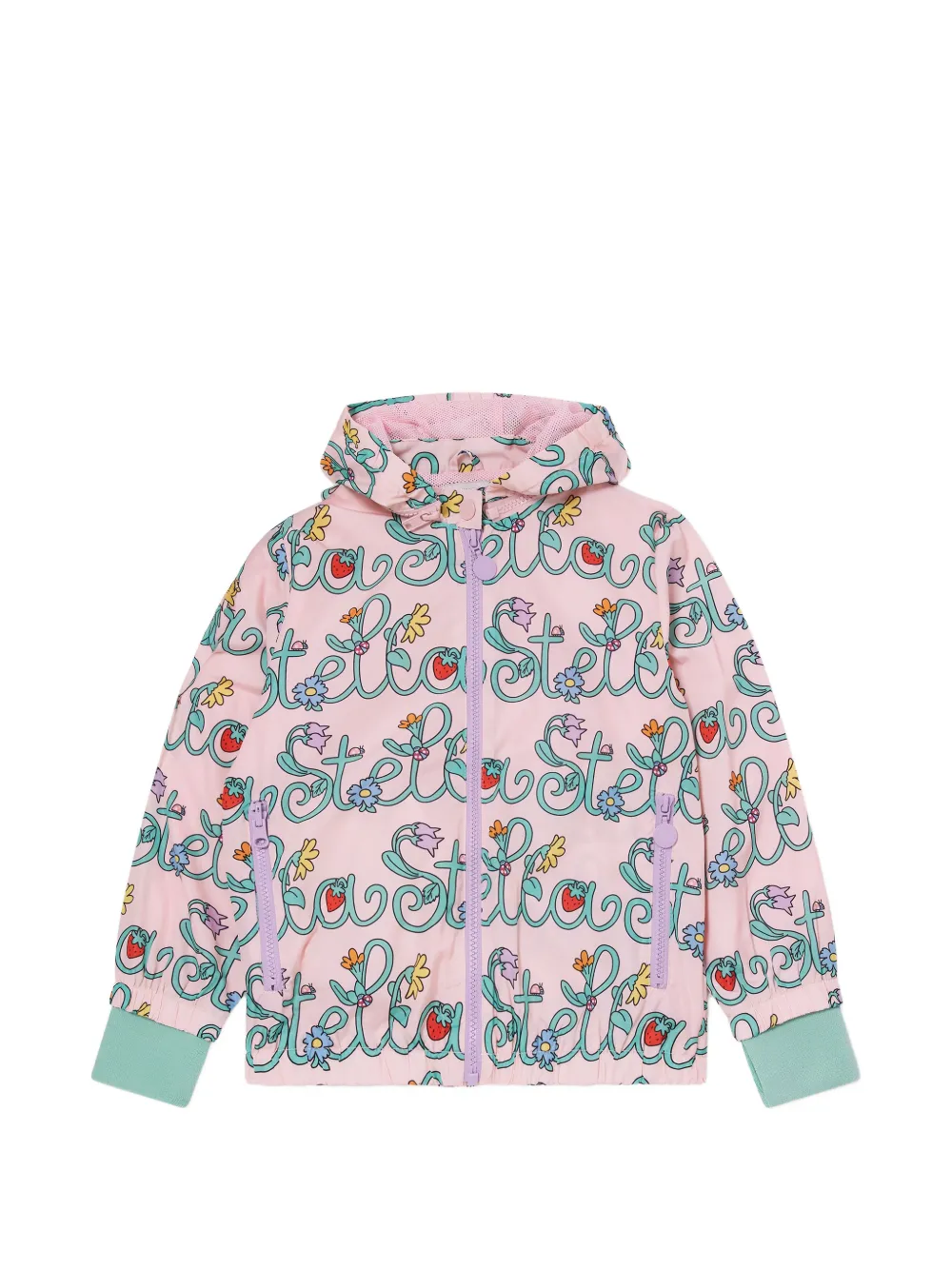 Stella McCartney Kids Vine logo-print floral-print jacket - Rosa