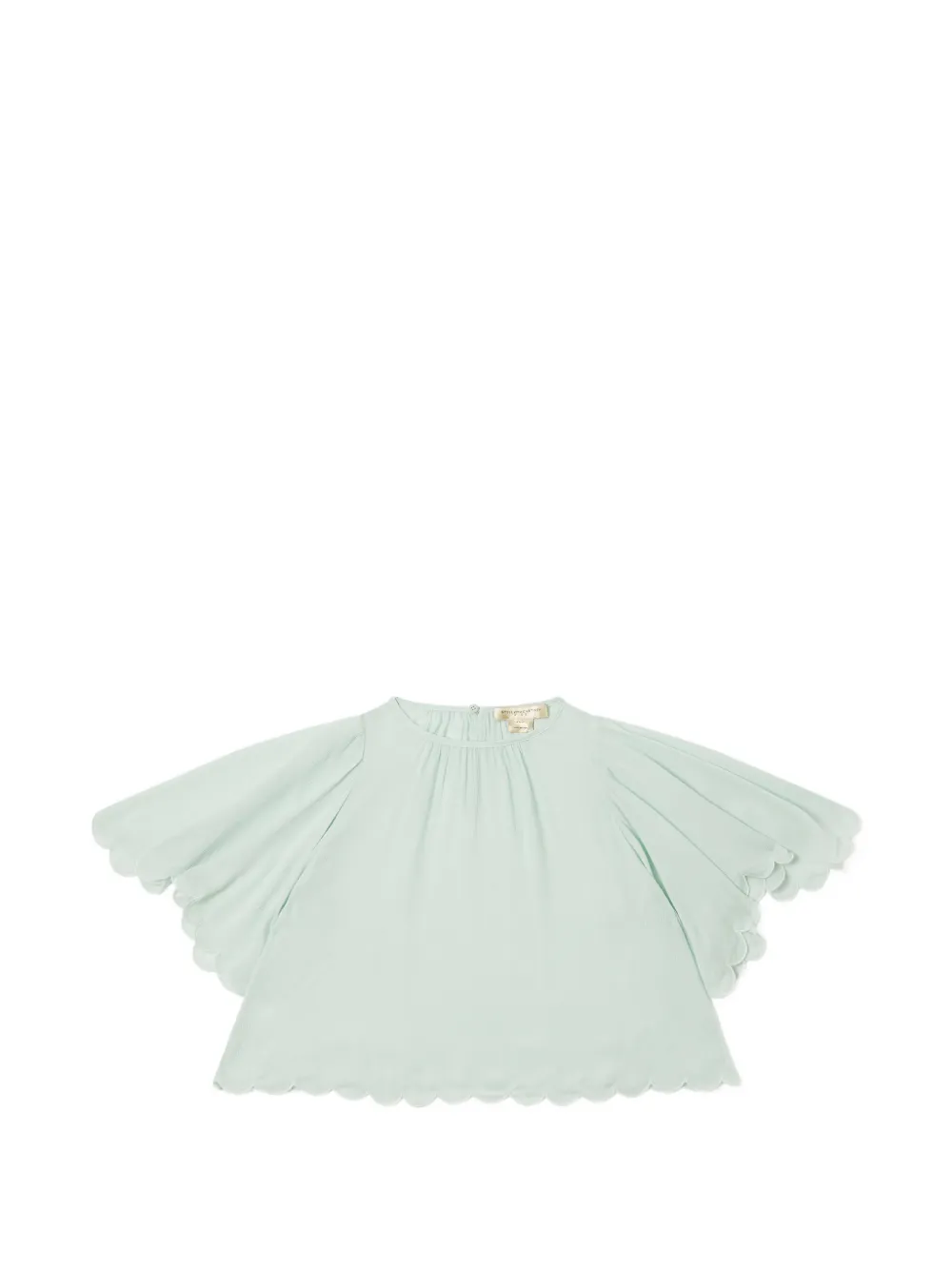 Stella McCartney Kids scalloped-edge cape-sleeve blouse - Verde