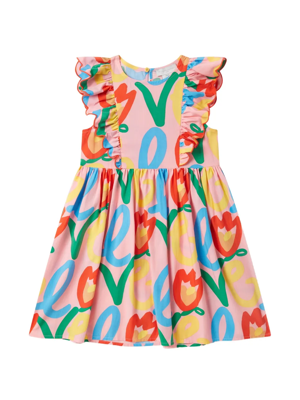 Stella McCartney Kids ruffled love-print dress - Rosa