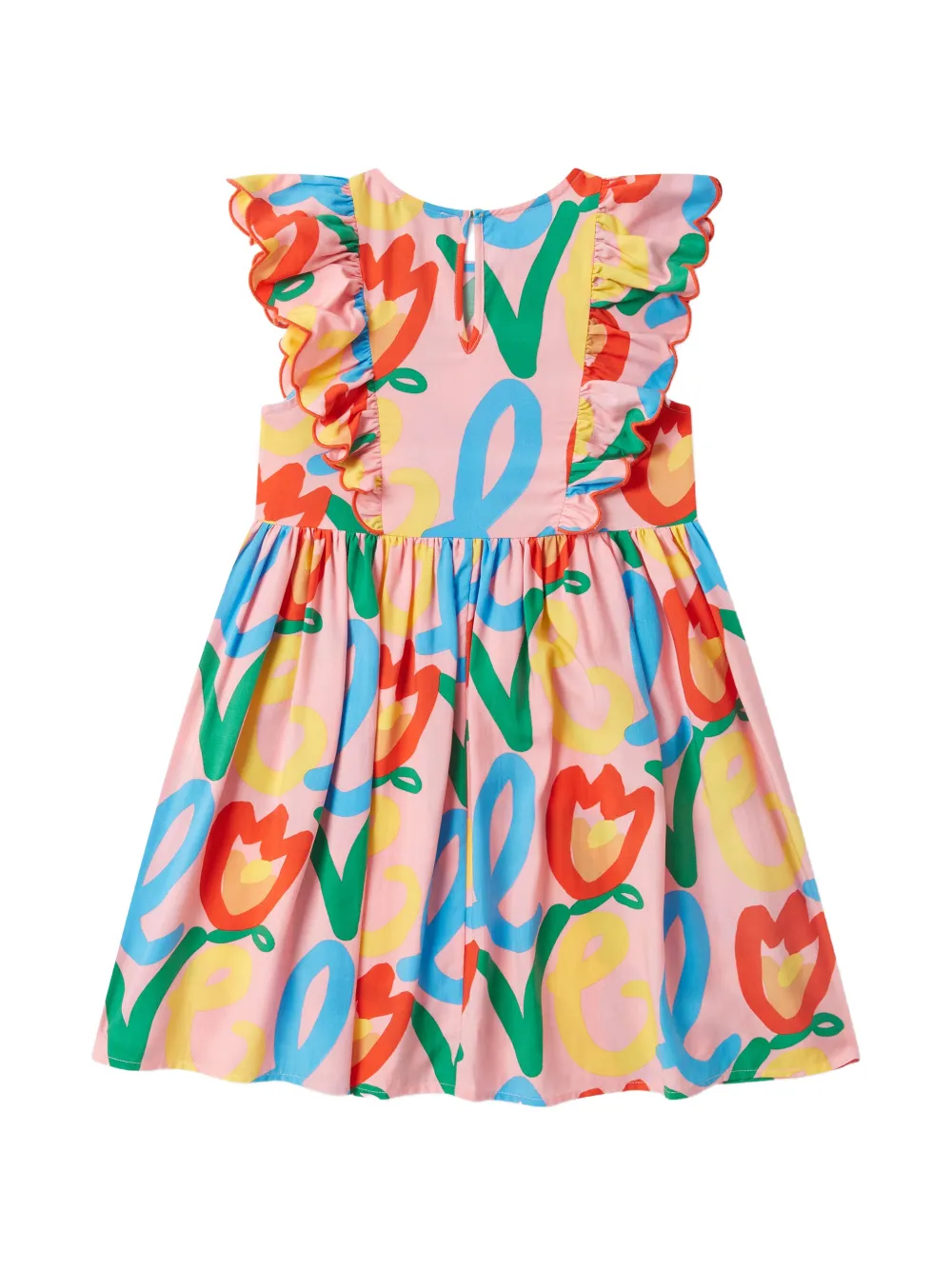 Stella McCartney Kids Jurk met Love-print en ruches Roze