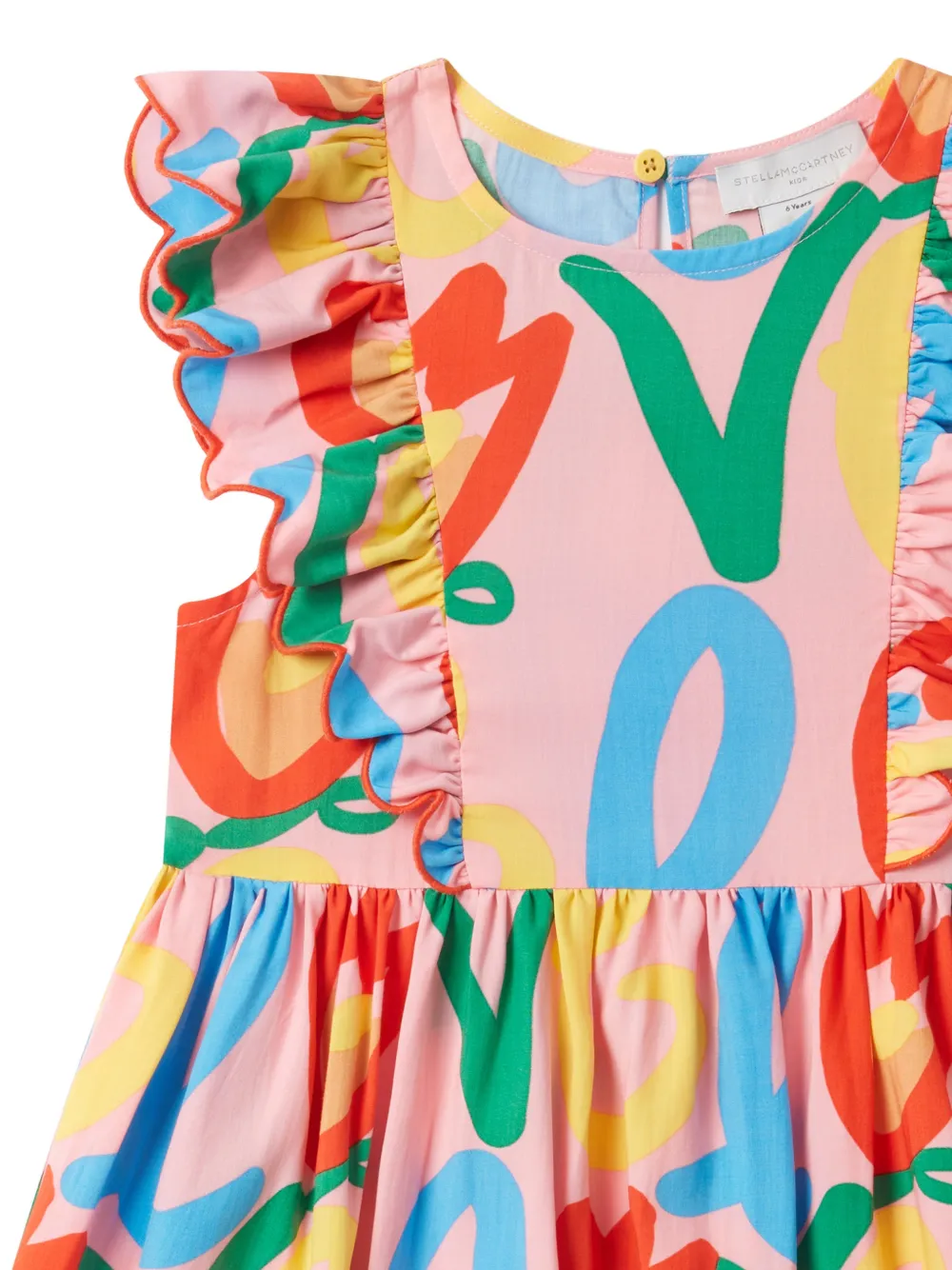 Stella McCartney Kids Jurk met Love-print en ruches Roze