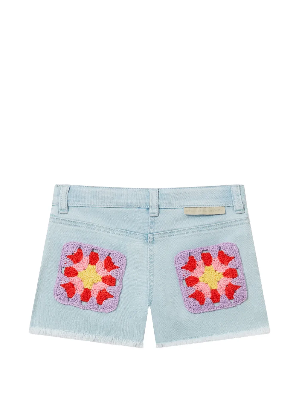 Stella McCartney Kids Shorts met gehaakte patch en franje Blauw