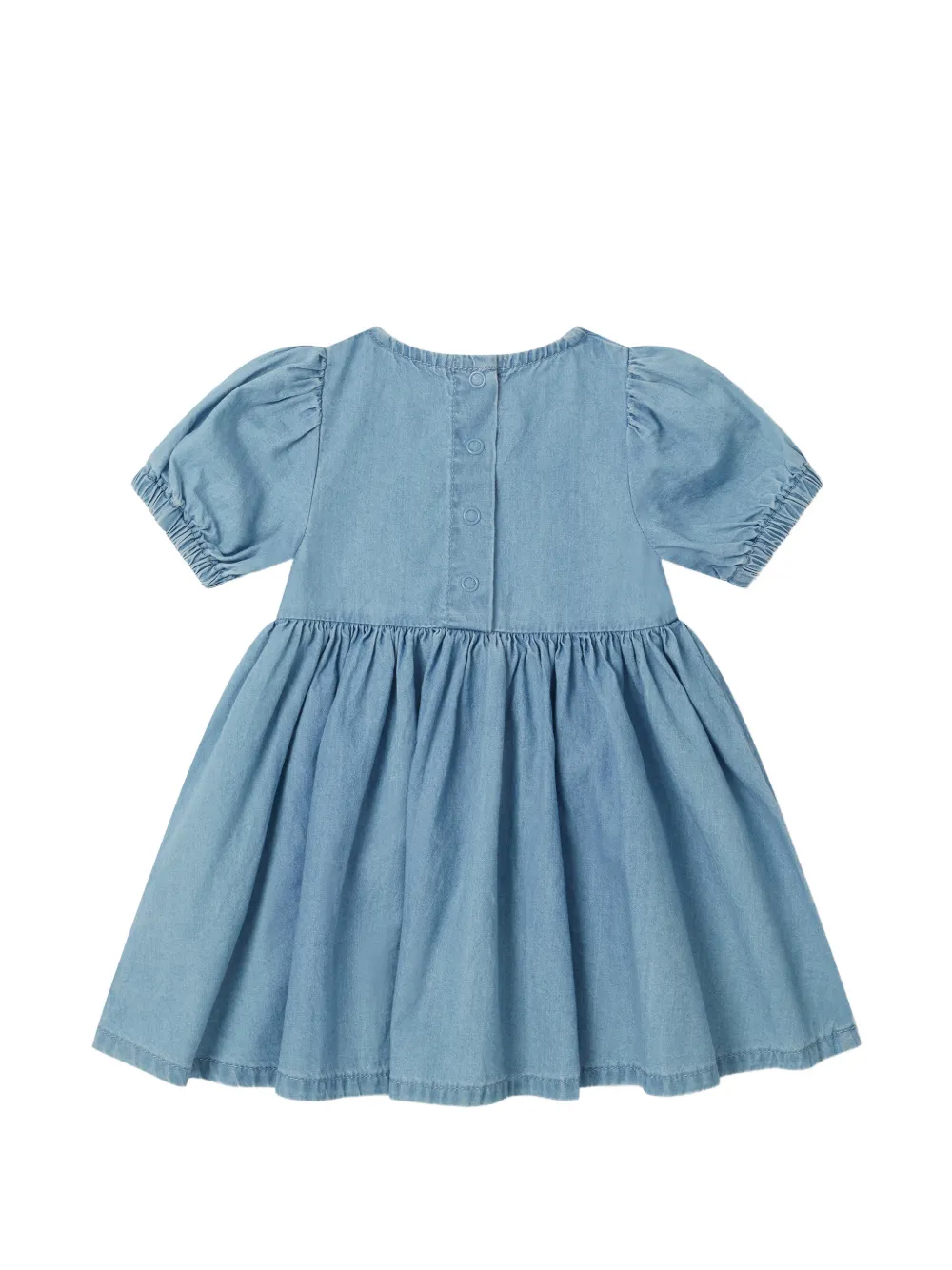 Stella McCartney Kids Jurk met pofmouwen en geborduurde lieveheersbeestje Blauw