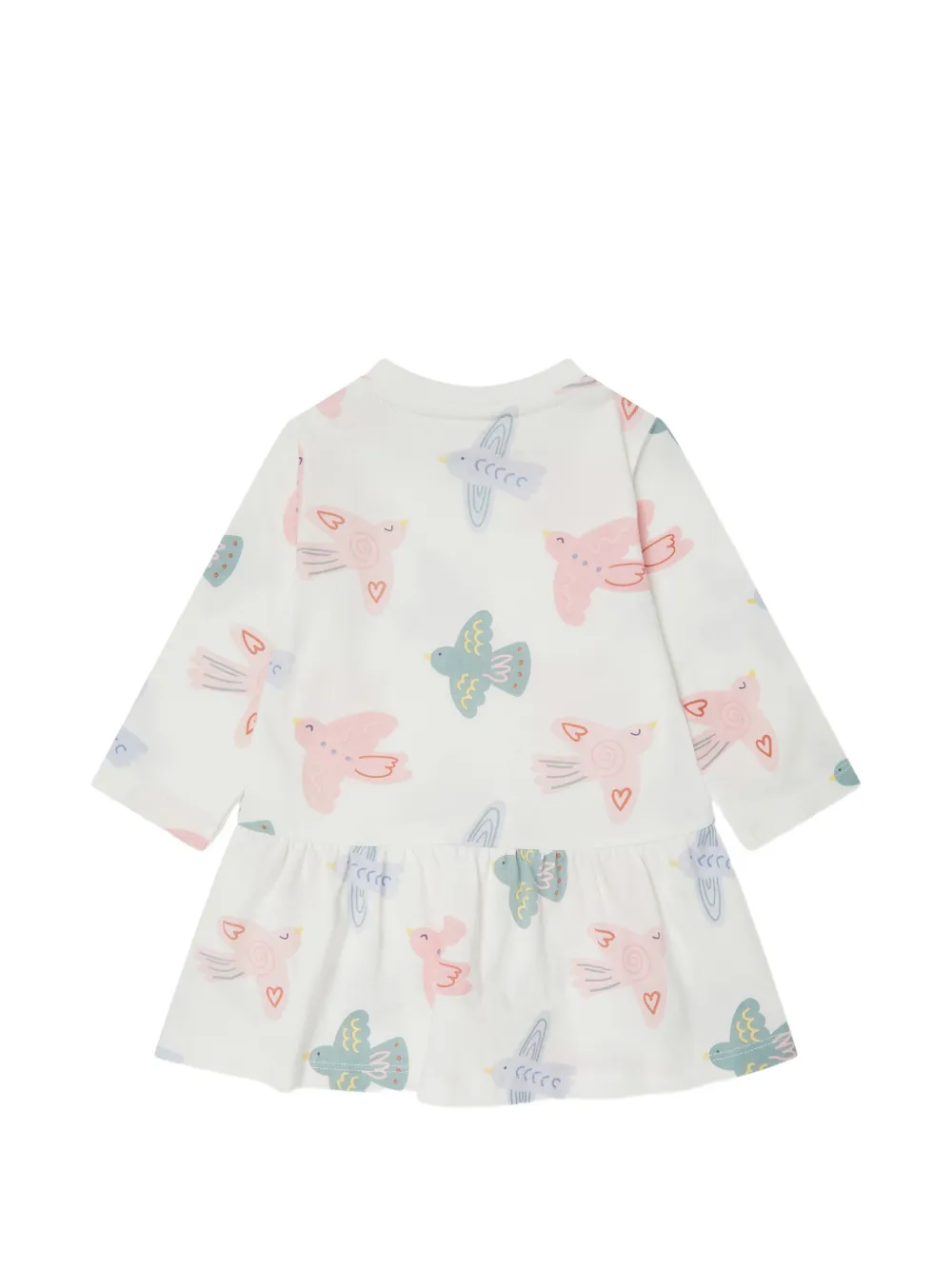 Stella McCartney Kids Jurk met vogelprint en ruches Wit