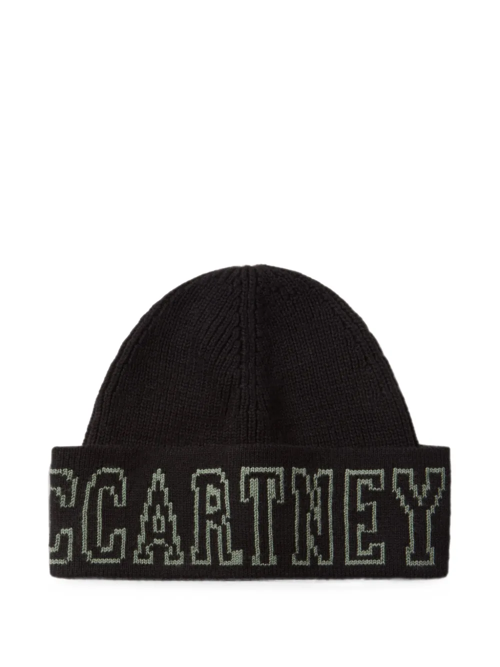 Stella McCartney Kids logo-intarsia ribbed beanie hat - Nero