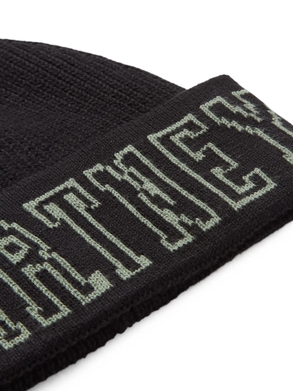 Stella McCartney Kids logo-intarsia ribbed beanie hat Zwart