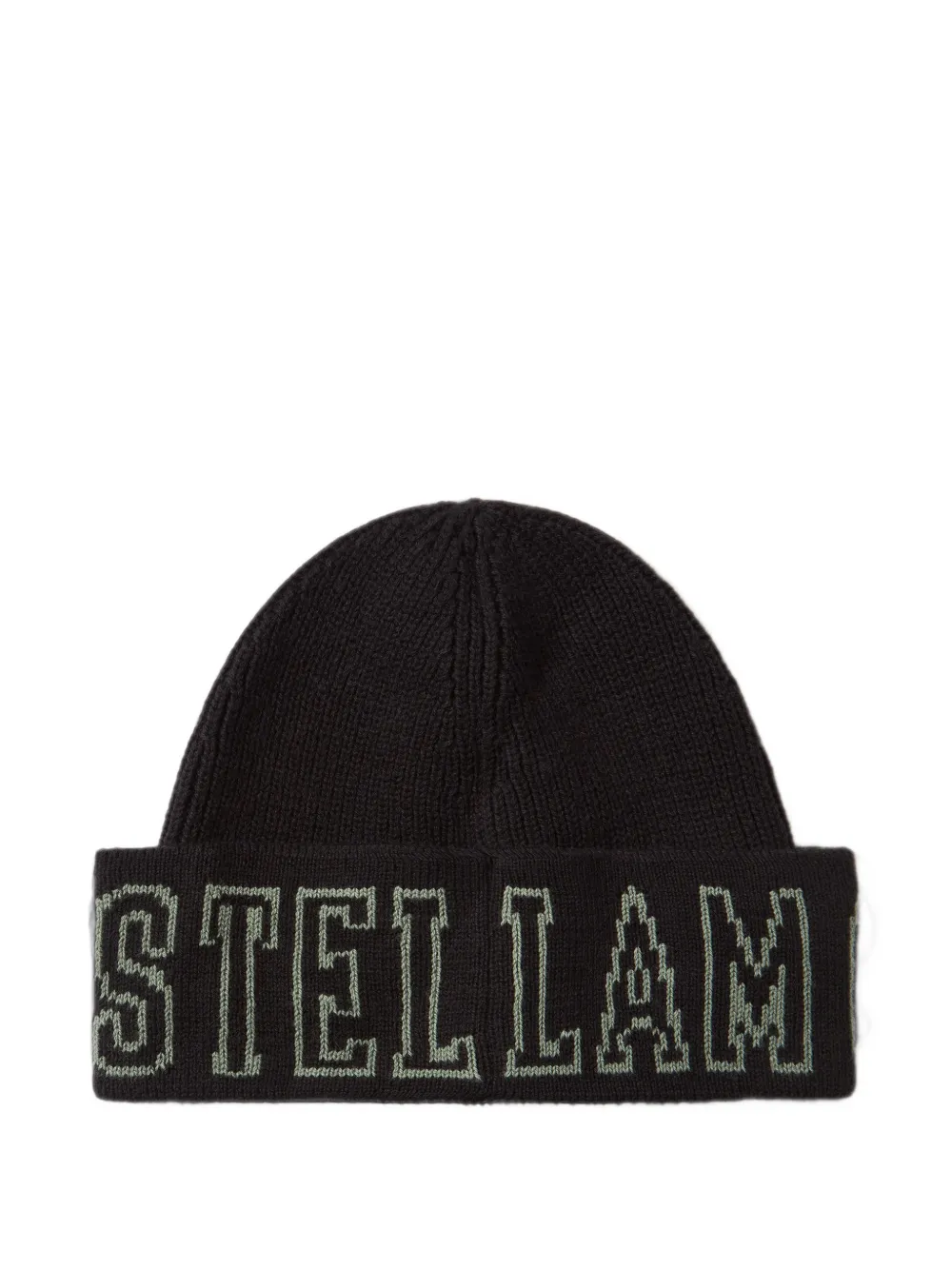 Stella McCartney Kids logo-intarsia ribbed beanie hat Zwart