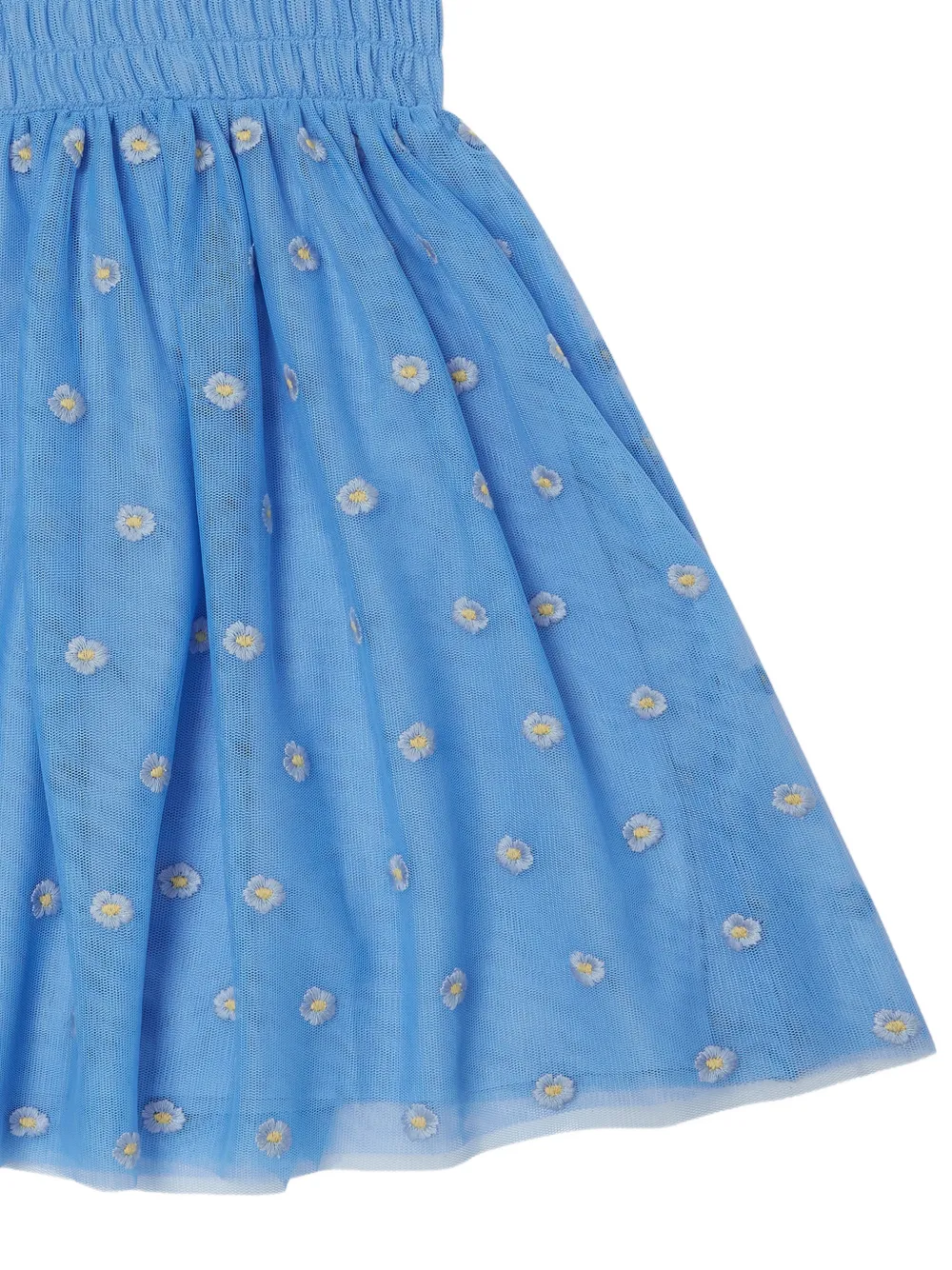 Stella McCartney Kids Jurk met geborduurde bloemen en ruches Blauw