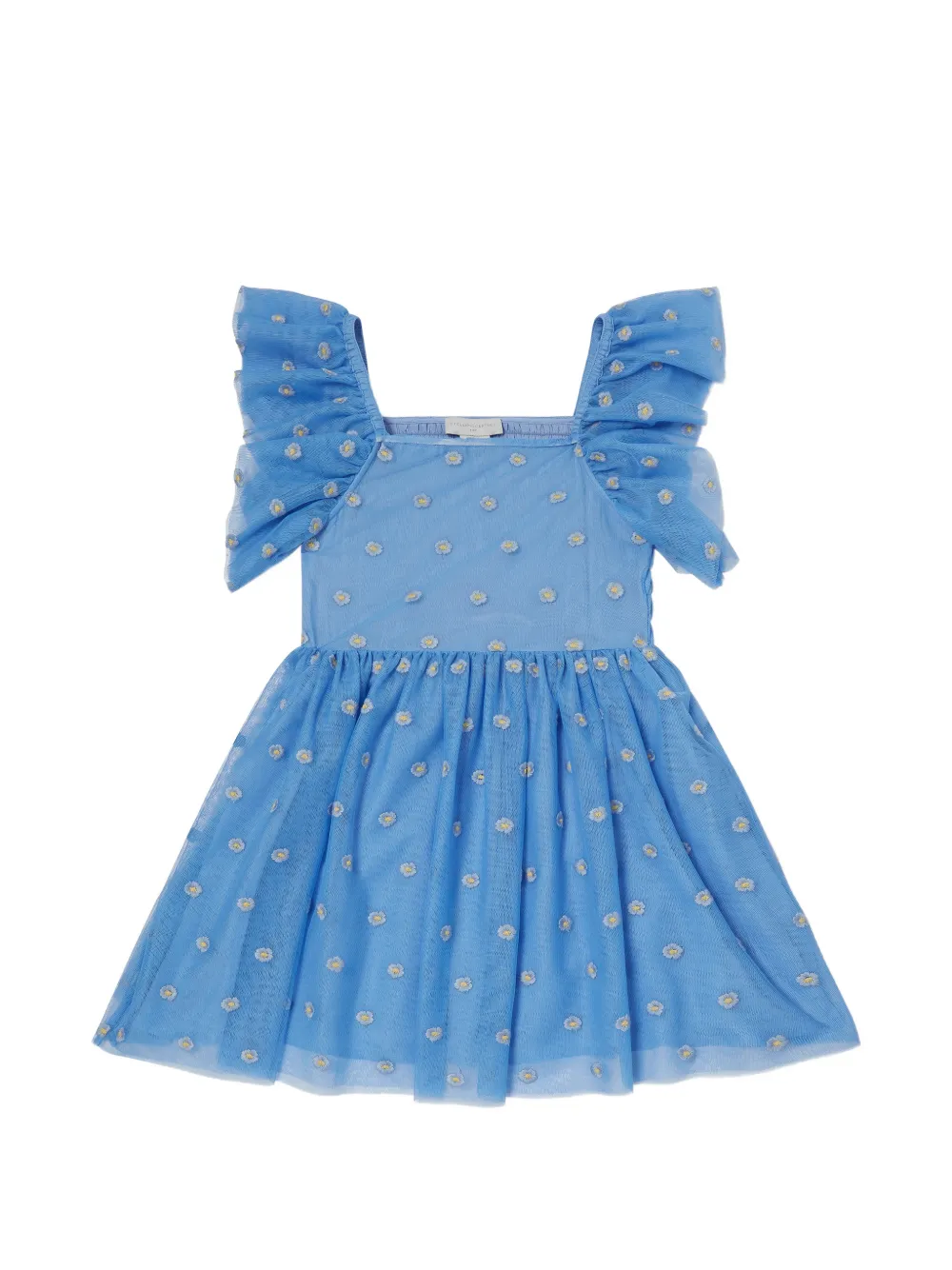 Stella McCartney Kids floral-embroidered ruffled dress - Blu